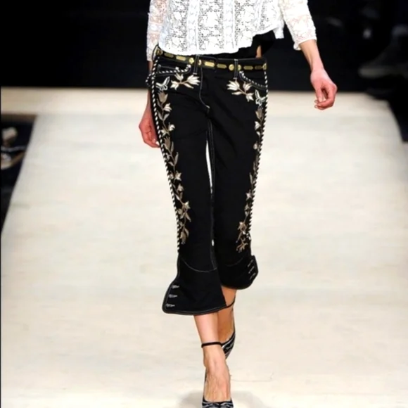 Isabel Marant Western Embroidered Floral Button Cuff Runway Jeans - Picture 9 of 9